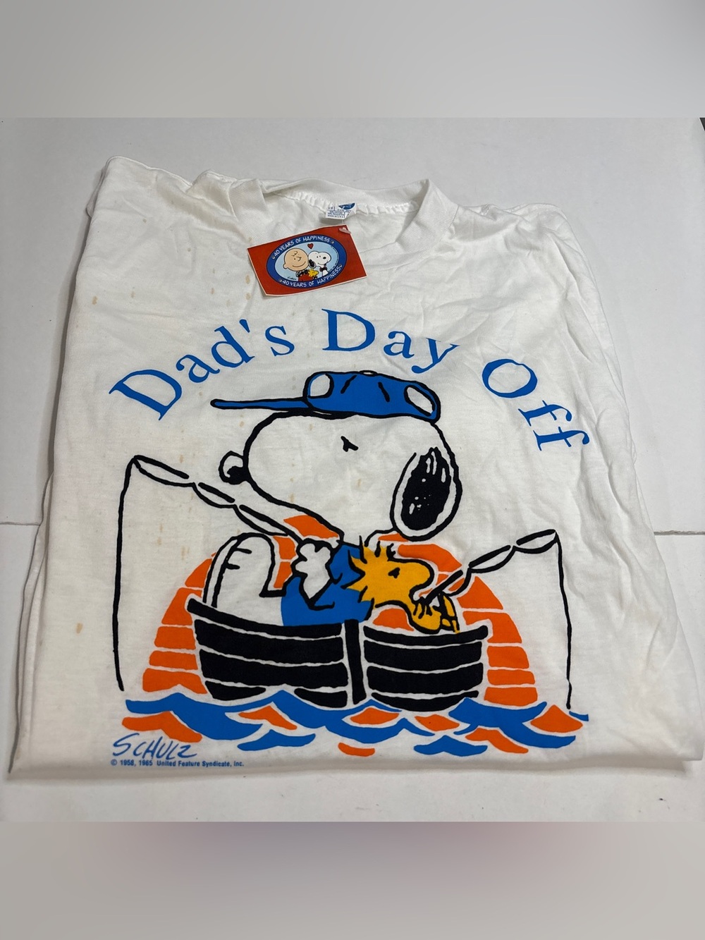 Vintage Artex Snoopy “Dad’s Day Off” T Shirt Large 80’s Fishing Graphic Tee USA
